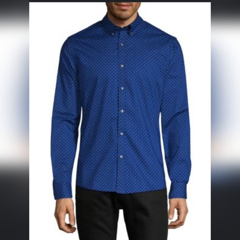 Michael Kors Polka Dot Button Down Slim Fit Shirt
